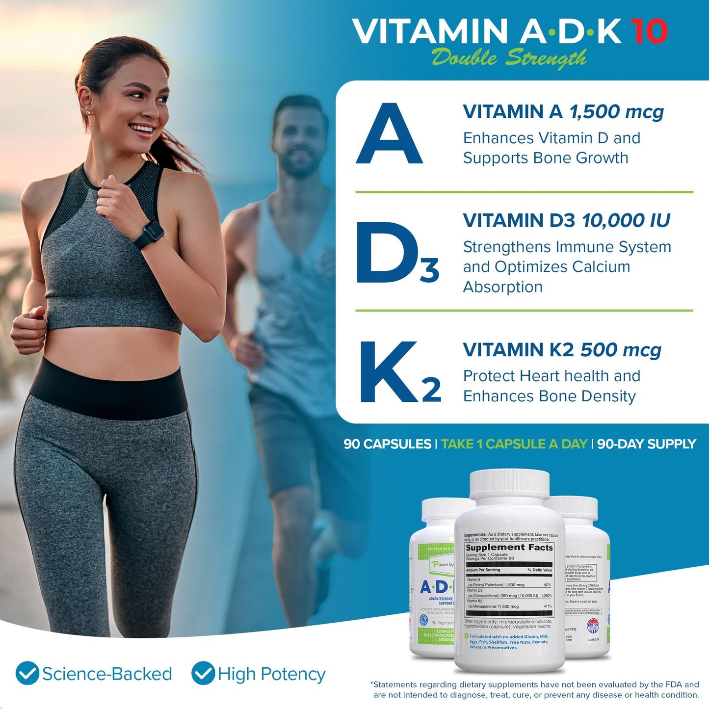 Etiqueta de suplemento vitamina ADK 10 Power By Naturals