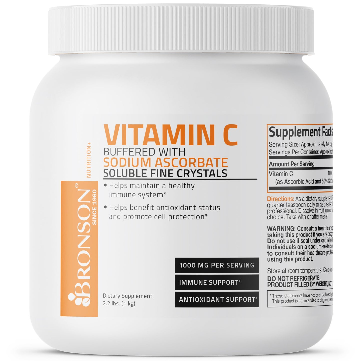 Etiqueta suplemento vitamina C bufferada Bronson 1 kilogramo