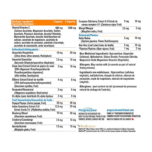 Etiqueta del suplemento Vitamina C Complejo Progresivo