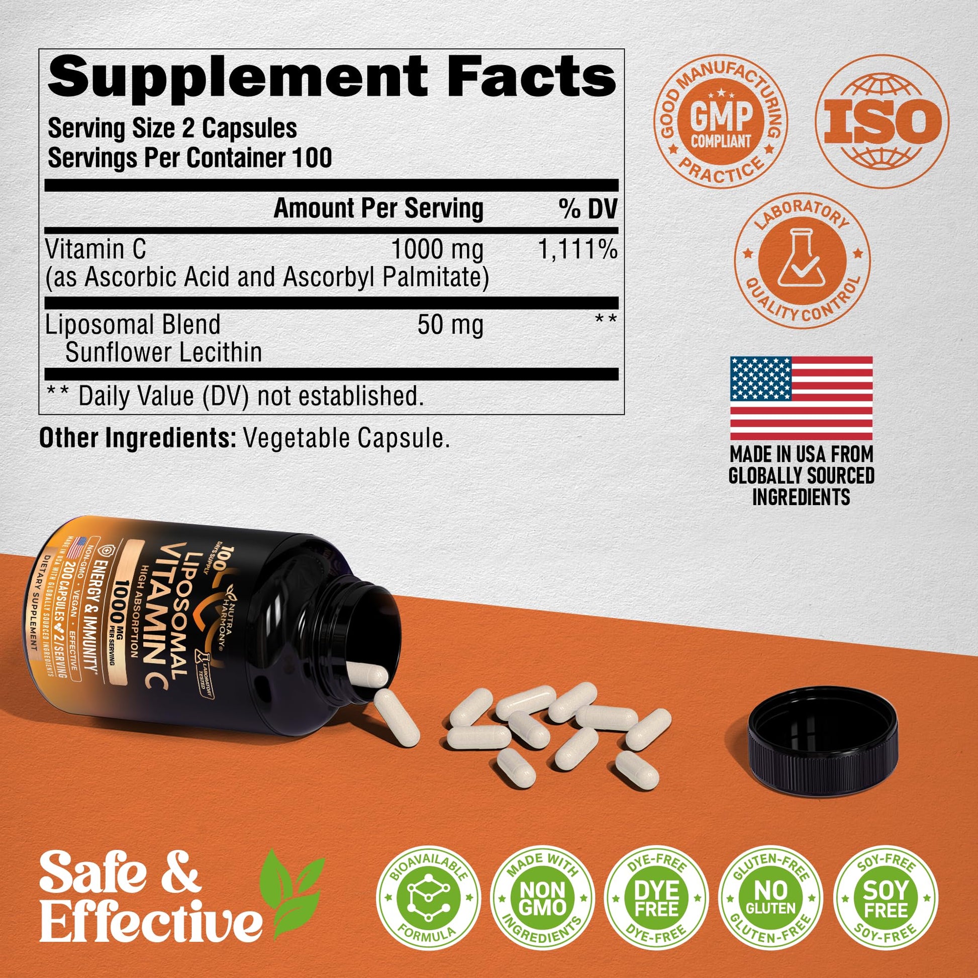 Etiqueta suplemento vitamina C NUTRAHARMONY