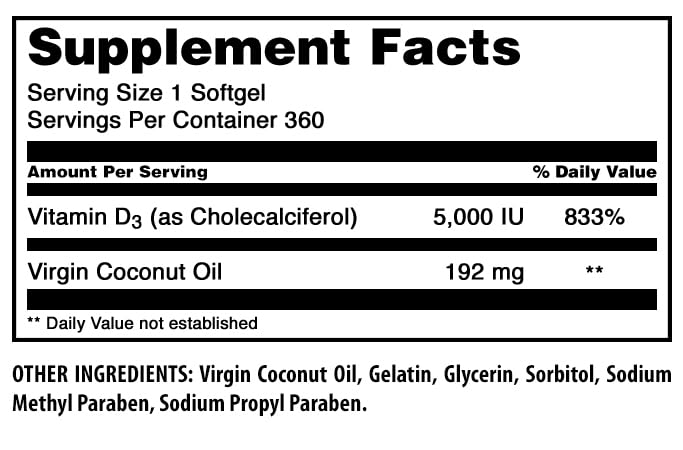 Etiqueta suplemento vitamina d3 5000 iu Amazing Formulas