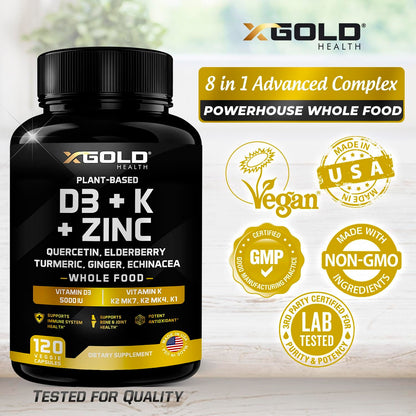 Etiqueta suplemento Vitamina D3 K2 K1 Zinc Saúco 8 en 1