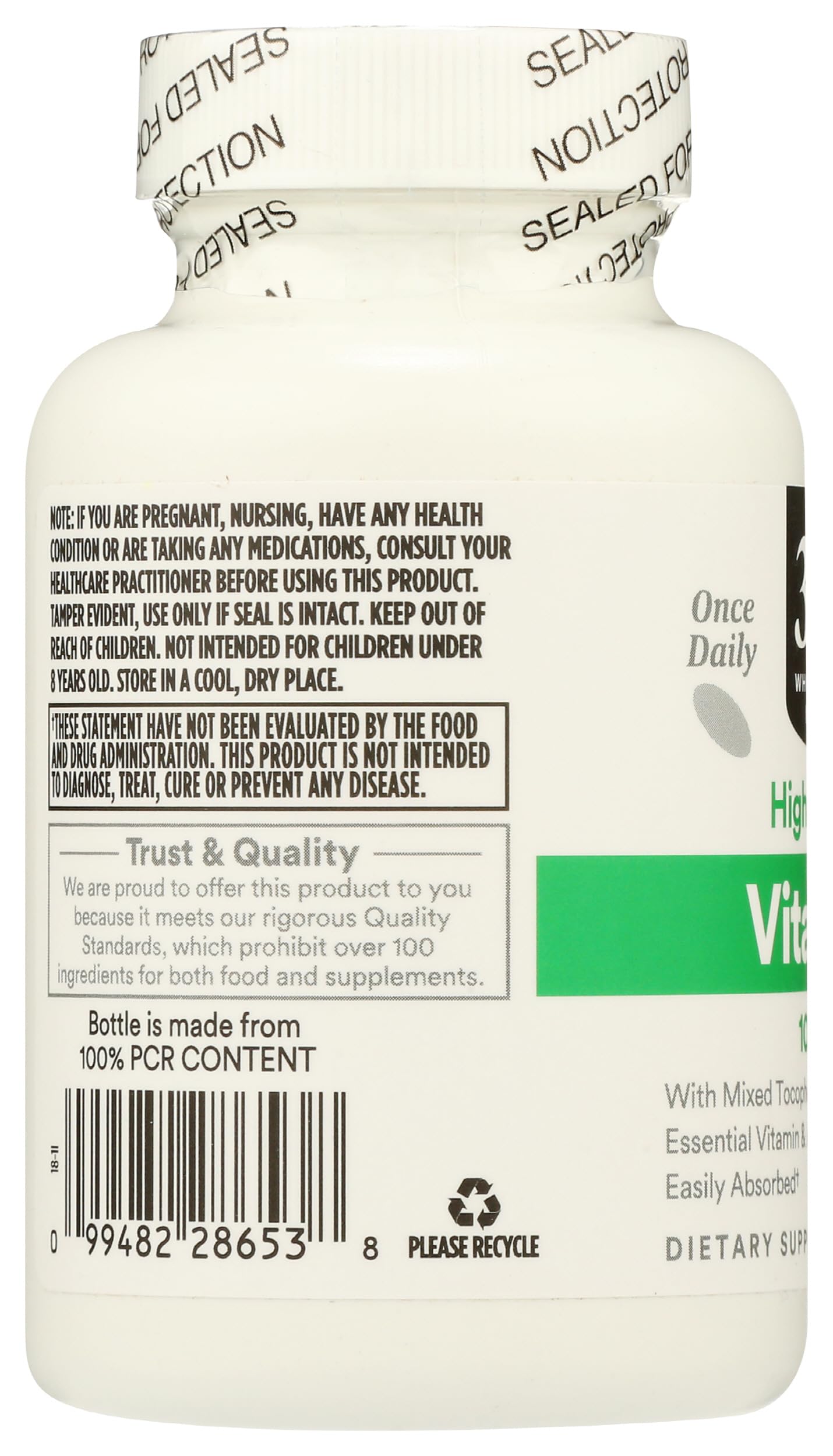 Etiqueta suplemento vitamina e 365 whole foods