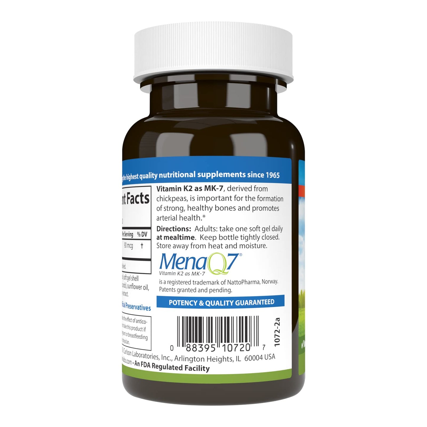 Etiqueta del suplemento vitamina k2 mk7 90 mcg carlson