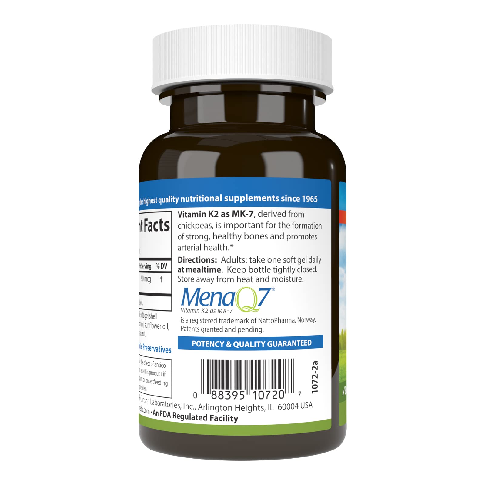 Etiqueta del suplemento vitamina k2 mk7 90 mcg carlson