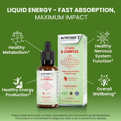 Etiqueta de suplemento vitamínico Nutritunes complejo B sabor fresa
