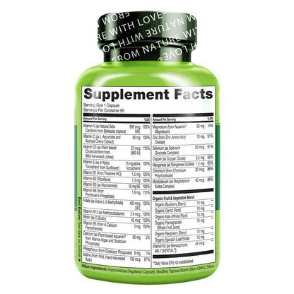 Etiqueta de suplementos NATURELO mujeres 50+, ingredientes naturales