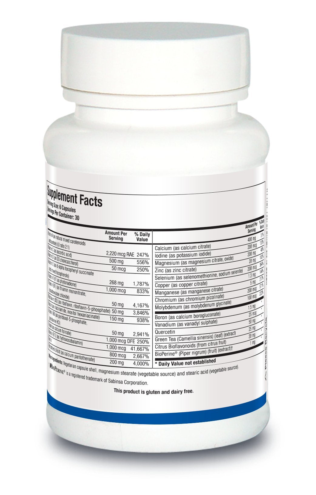 Etiqueta del suplemento ProMulti-Plus Biotics Research
