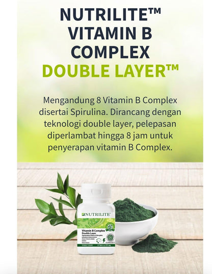 Etiqueta de tabletas vitamina B doble acción Nutrilite