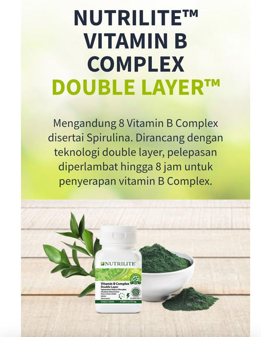 Etiqueta de tabletas vitamina B doble acción Nutrilite