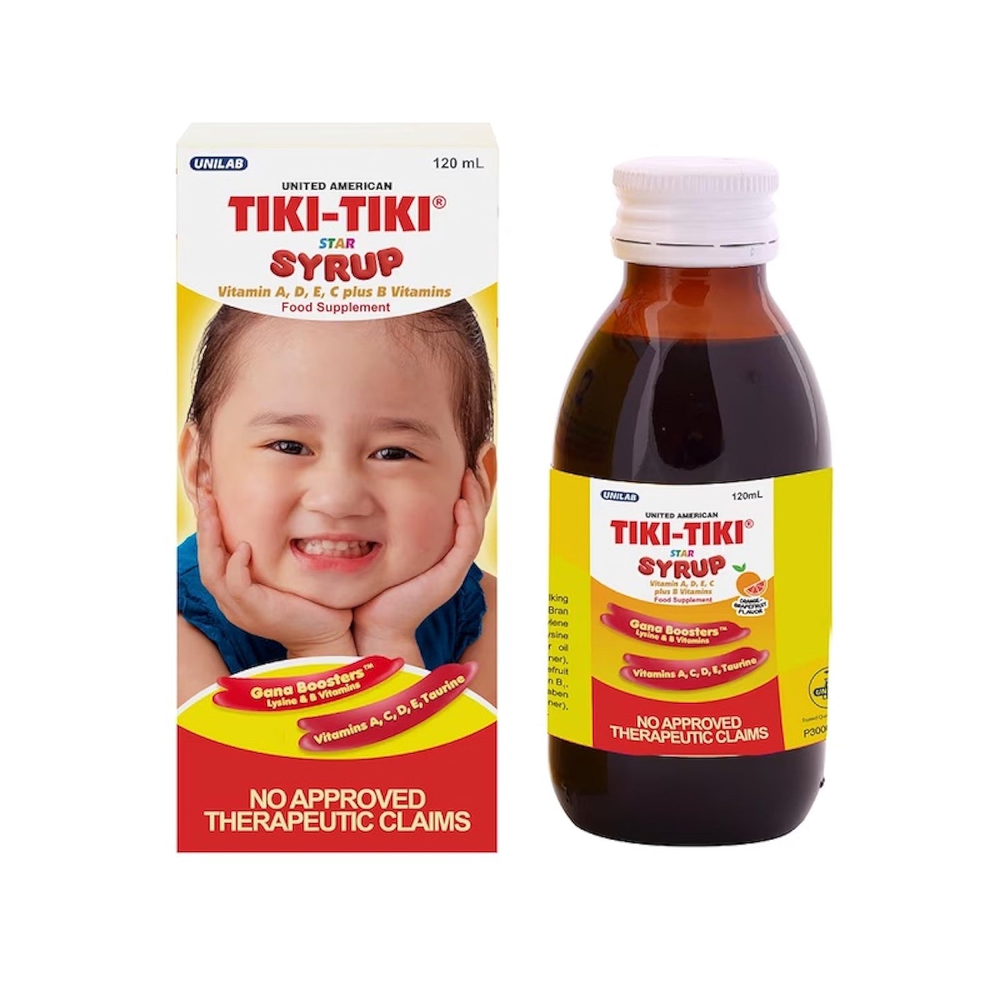 Etiqueta frontal Tiki-Tiki Star Plus jarabe vitaminas minerales niños