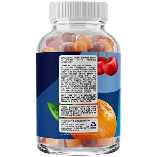 Etiqueta trasera de las gominolas multivitamínicas Phytoral