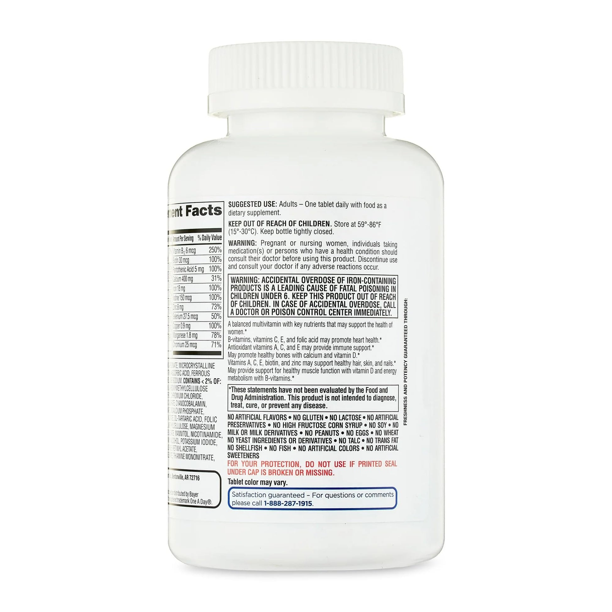 etiqueta trasera multivitaminico diario mujeres equate
