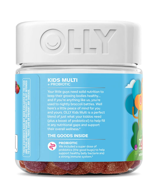 Vista trasera de la etiqueta del multivitamínico infantil OLLY