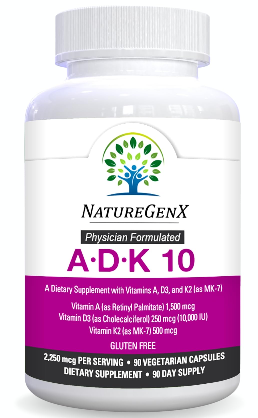 Etiqueta trasera NatureGenX suplemento ADK