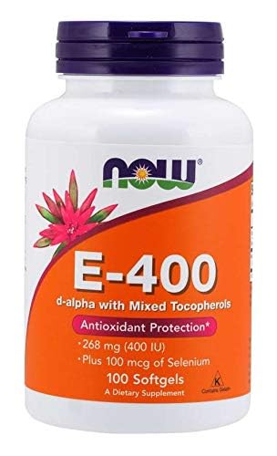 Etiqueta trasera suplemento vitamínico Now Foods vitamina E 400 UI