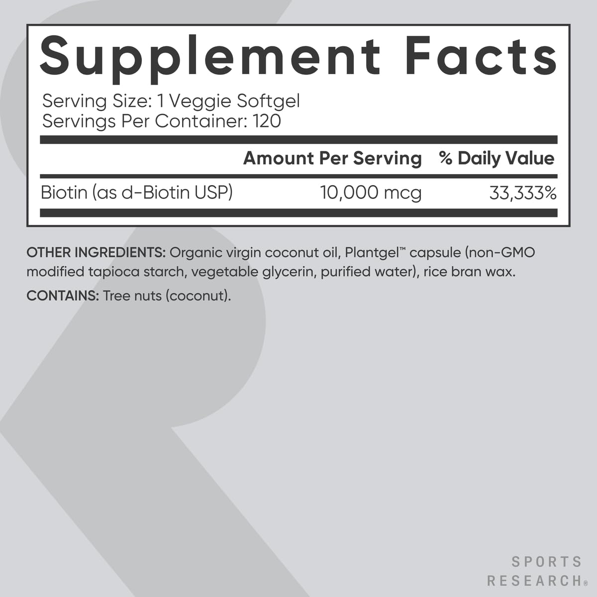 Etiqueta trasera Sports Research vitamina D3 K2 Biotina y fitoceramidas