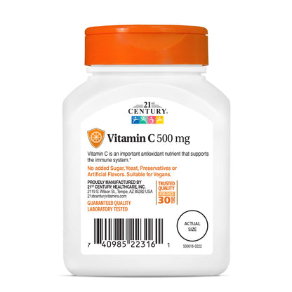 Etiqueta trasera suplemento vitamina c 21st century