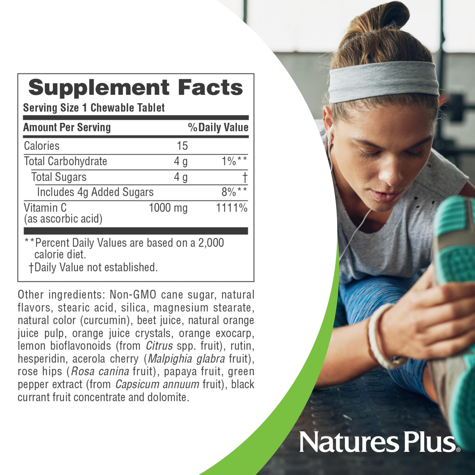 Etiqueta trasera Vitamina C masticable NaturesPlus