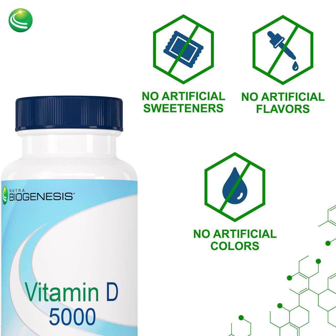 Etiqueta trasera suplemento vitamina D3 5000 IU Nutra BioGenesis