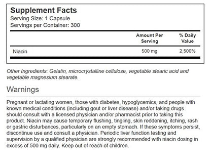 Etiqueta Vitacost Niacina 500 mg