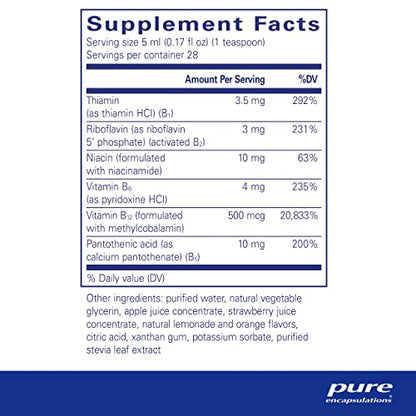 Etiqueta frontal vitamina B líquida Pure Encapsulations