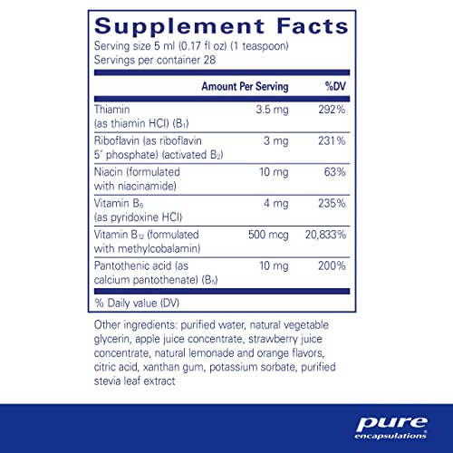 Etiqueta frontal vitamina B líquida Pure Encapsulations