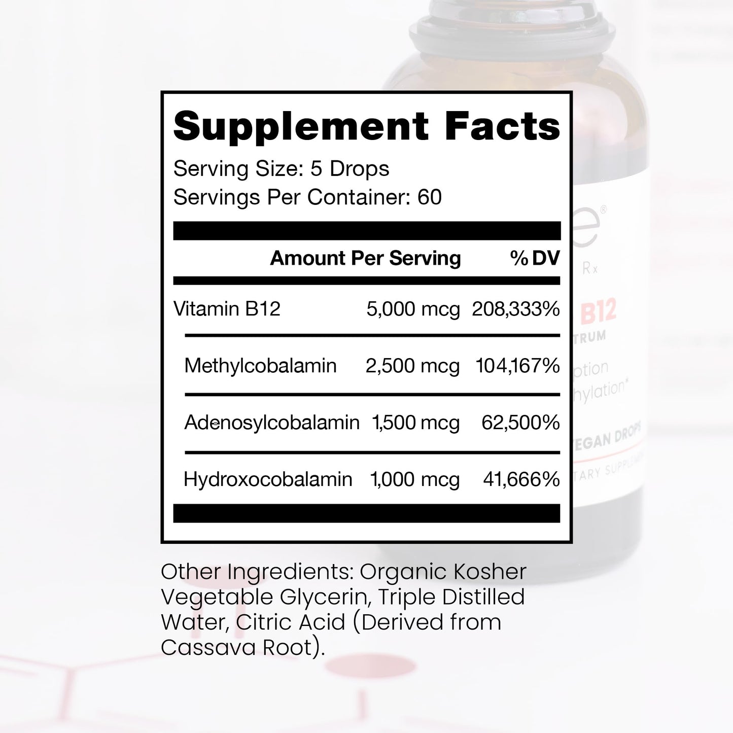 Etiqueta de vitamina B12 vegana Sublingual Pure TheraPro Rx