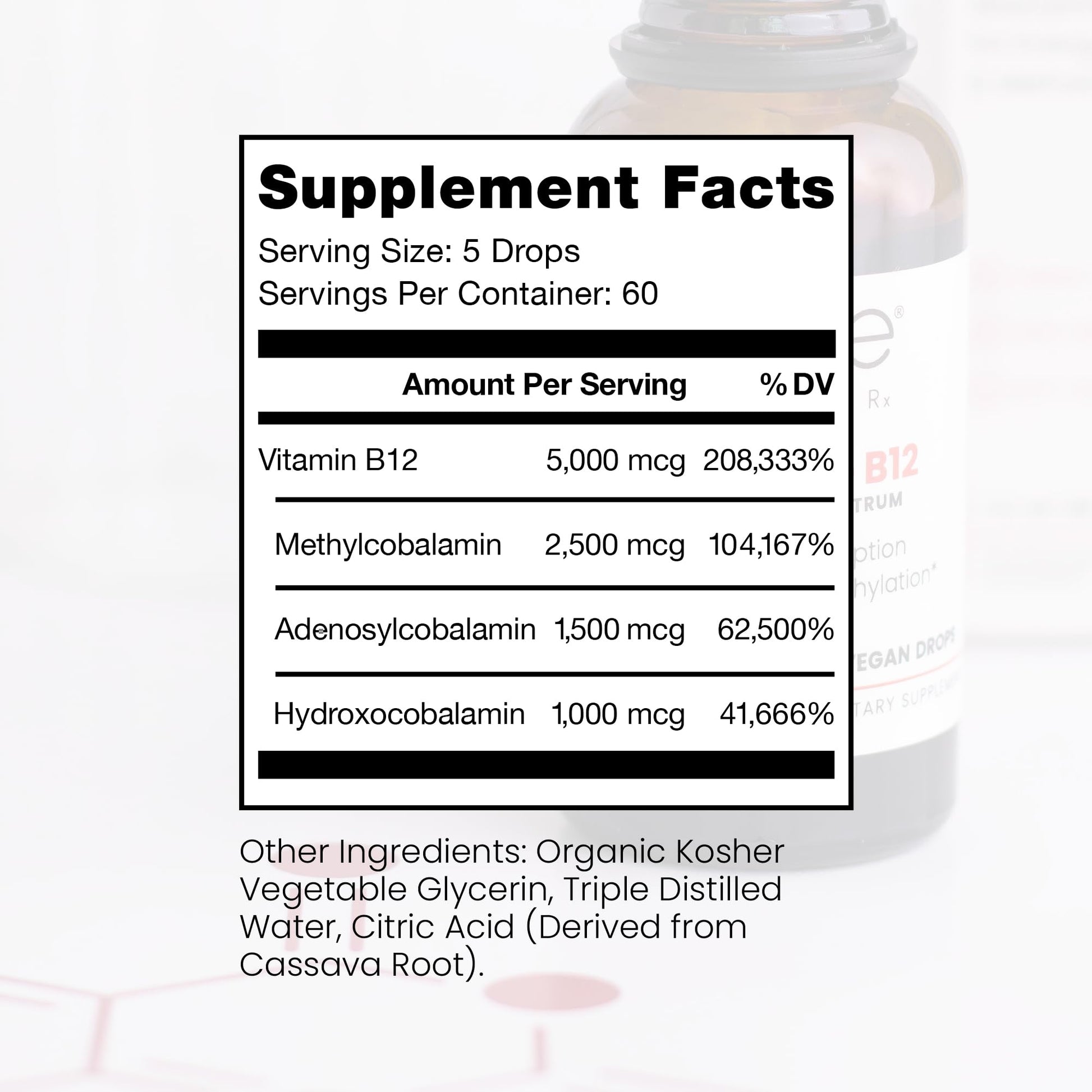 Etiqueta de vitamina B12 vegana Sublingual Pure TheraPro Rx