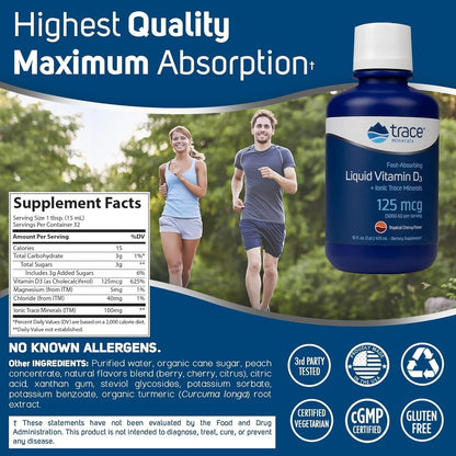 Etiqueta frontal de suplemento Vitamina D3 5000 IU Trace Minerals