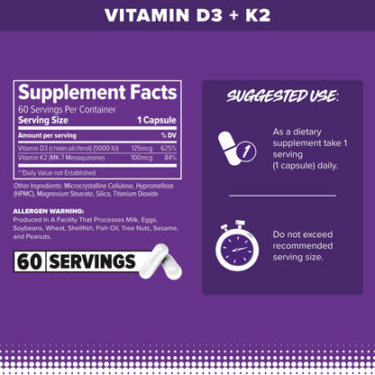 Etiqueta frontal suplemento Vitamina D3 + K2 FINAFLEX