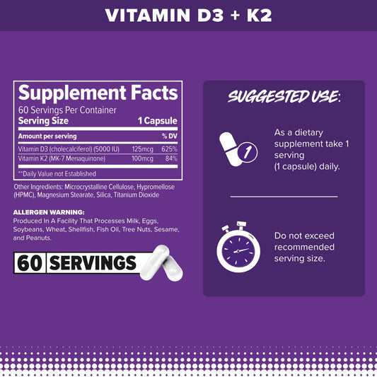 Etiqueta frontal suplemento Vitamina D3 + K2 FINAFLEX