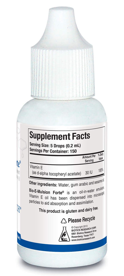 Etiqueta producto vitamina e emulsionada biotics research