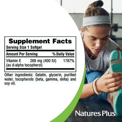 Etiqueta vitamina E NaturesPlus 400 UI