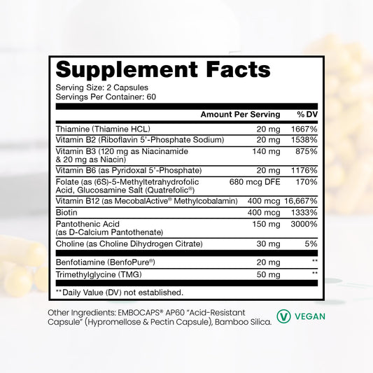 Etiqueta vitaminas B metiladas Pure TheraPro Rx