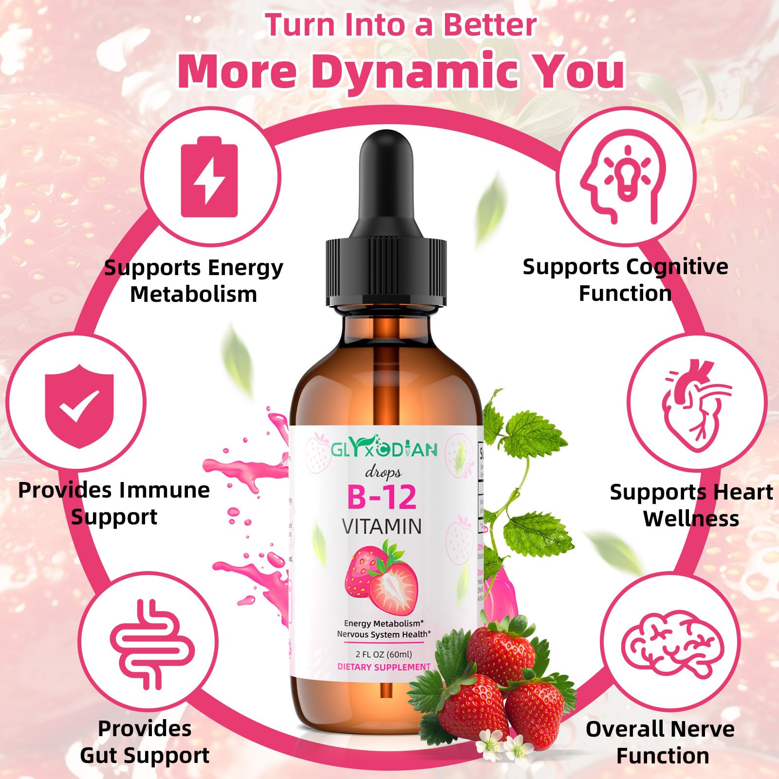 Etiqueta vitaminas B12 líquidas 5000mcg Glyxcodian