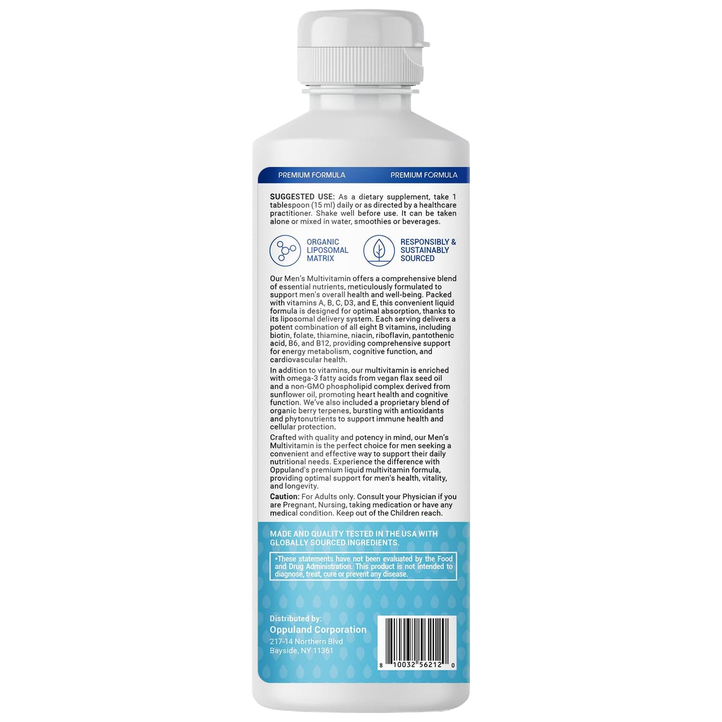 Etiqueta lateral de vitaminas y minerales en multivitamínico Oppuland.