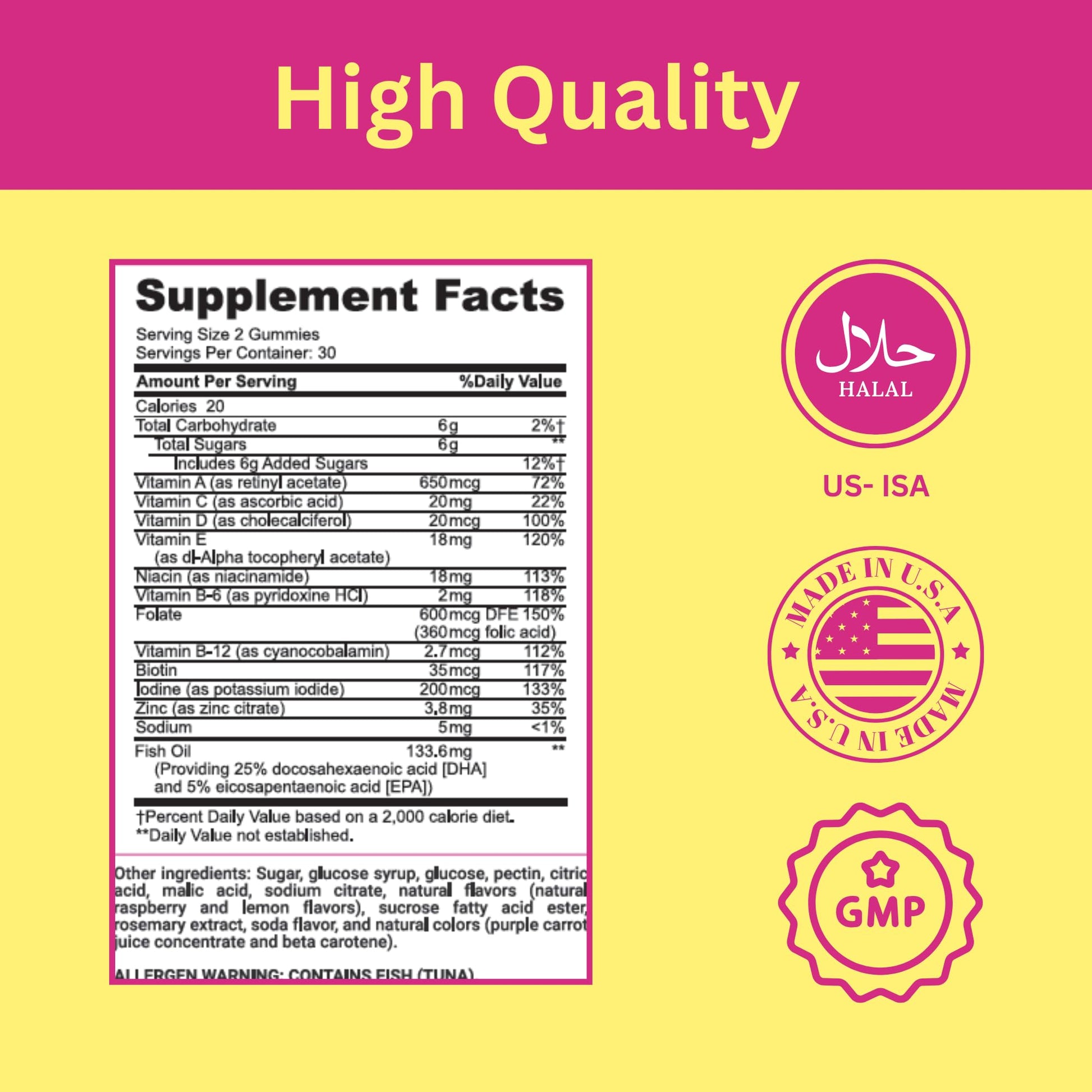 Etiqueta vitaminas prenatales halal Greenfield Nutritions