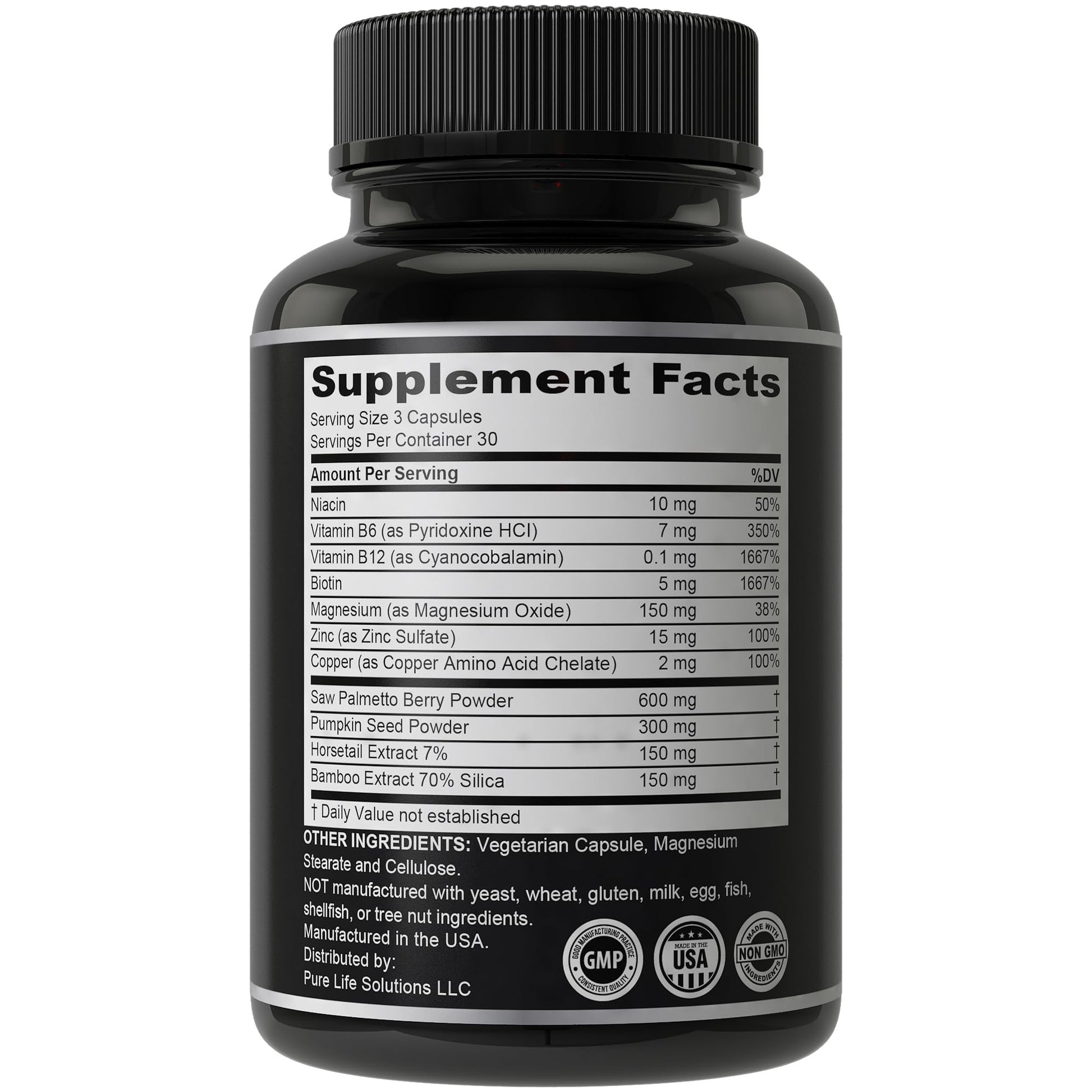 Etiqueta vitaminas veganas 11-en-1 para cabello sano y fuerte