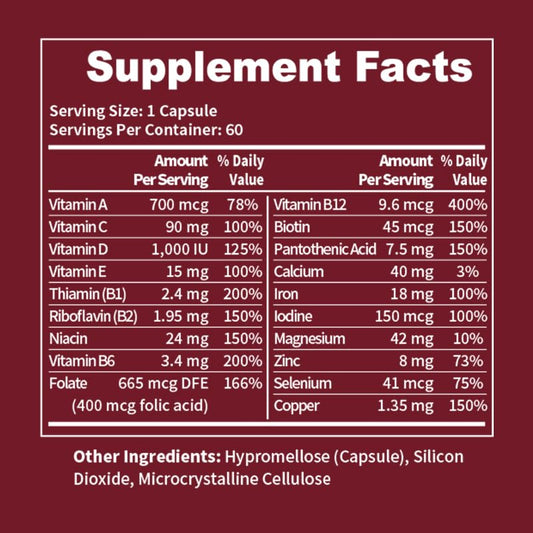 Etiqueta YOUTHVITA multivitamínico mujeres 60 cápsulas