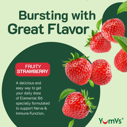 Etiquetas gomitas YUM-V'S vitamina B6 alta potencia sabor fresa