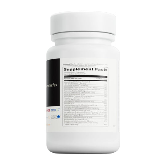 Etiquetas de ingredientes de multivitamínico para mujeres