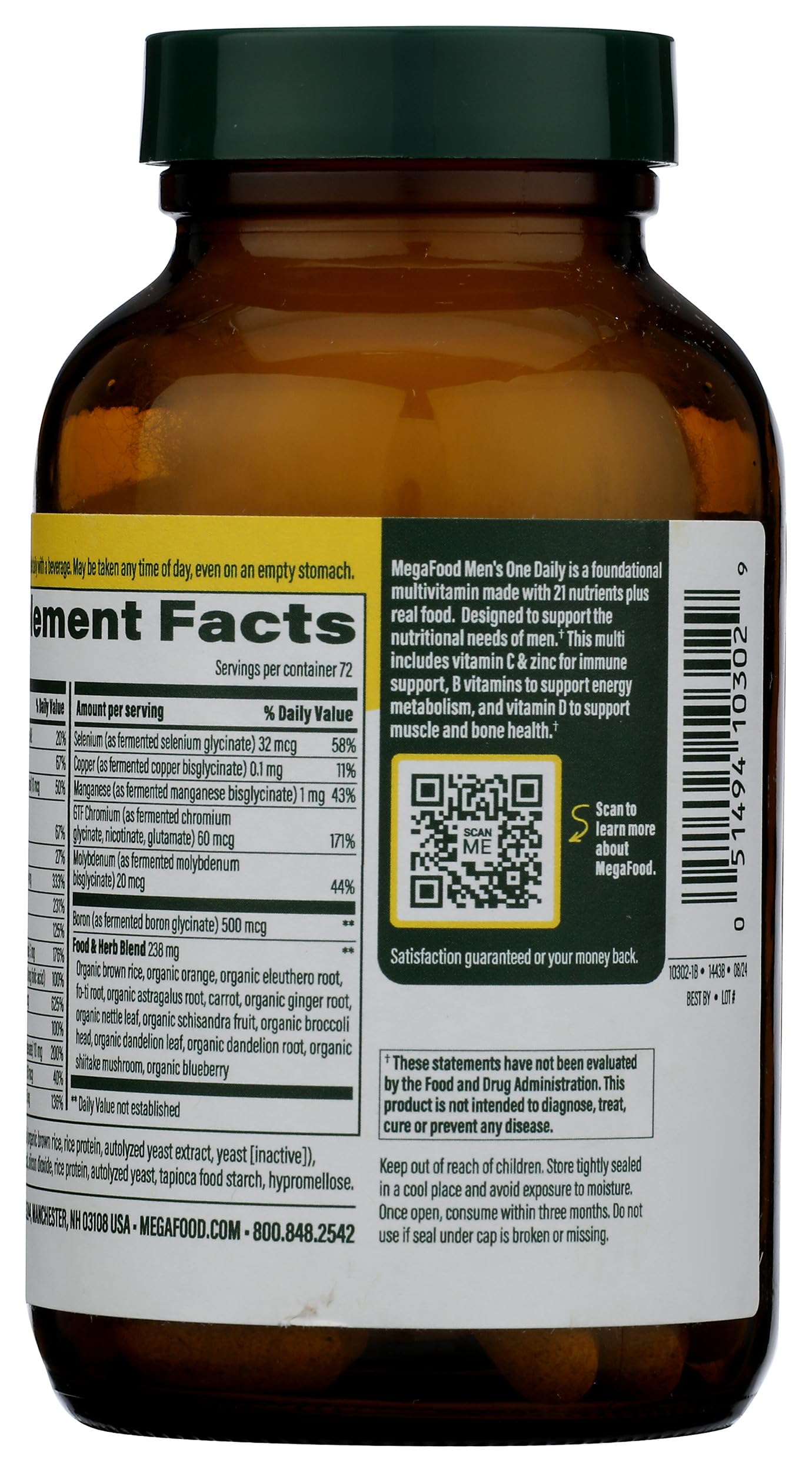 Etiquetas de ingredientes del suplemento MEGAFOOD