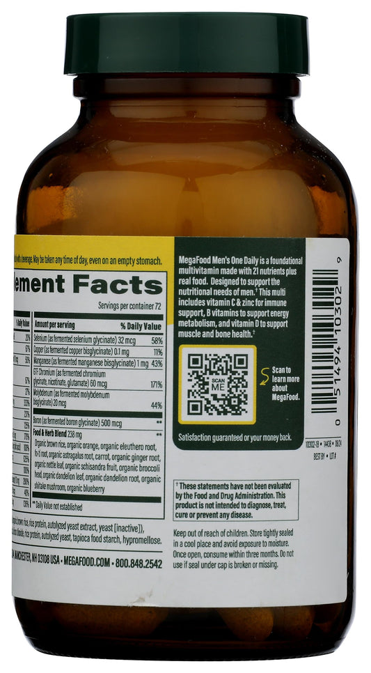 Etiquetas de ingredientes del suplemento MEGAFOOD