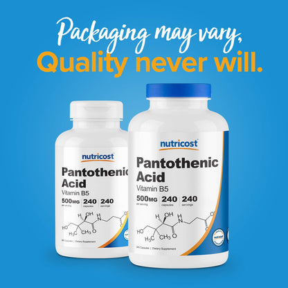 Etiquetas Nutricost ácido pantoténico 500mg