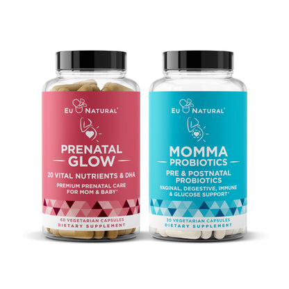 Eu Natural paquete prenatal multivitaminas y probióticos 25 nutrientes