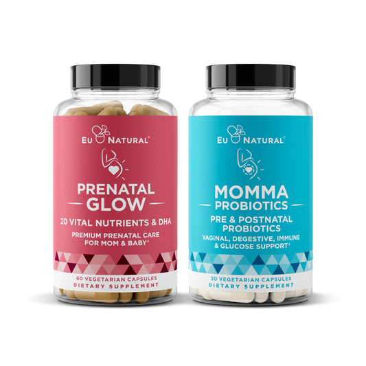 Eu Natural paquete prenatal multivitaminas y probióticos 25 nutrientes