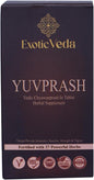 Caja de tabletas YuvPrash de Exotic Veda con ingredientes herbales.