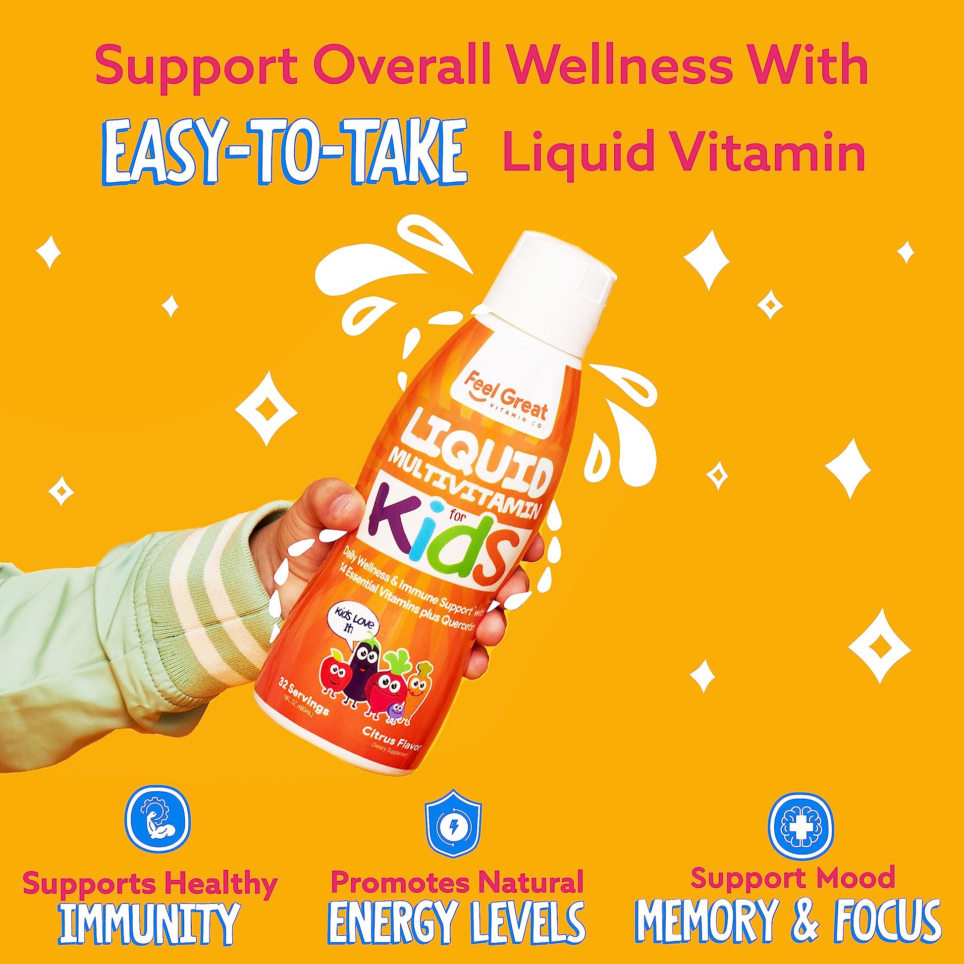 Fácil de tomar multivitamínico líquido para niños