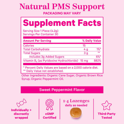 Facts nutricionales de los dulces para SPM